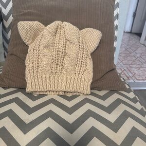 ***2/$15*** Cream Cable Knit Cat Ear Beanie Hat - Women